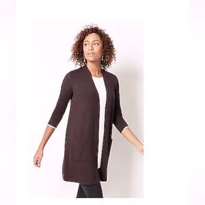 J.Jill Refined two-pocket cardigan sweater Dark Fig maroon burgundy  2X 20 NWT